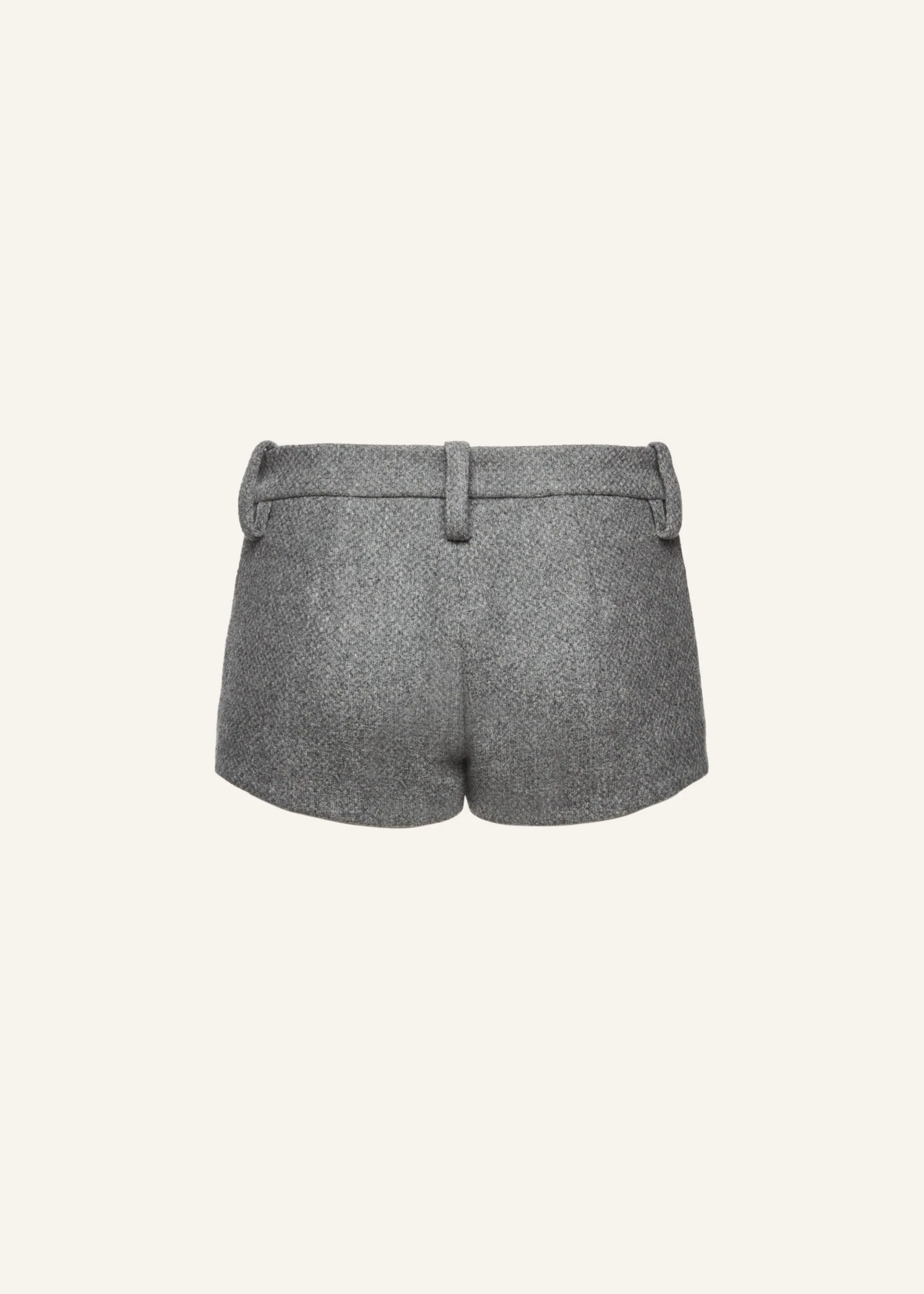 Leather-trim wool shorts in grey