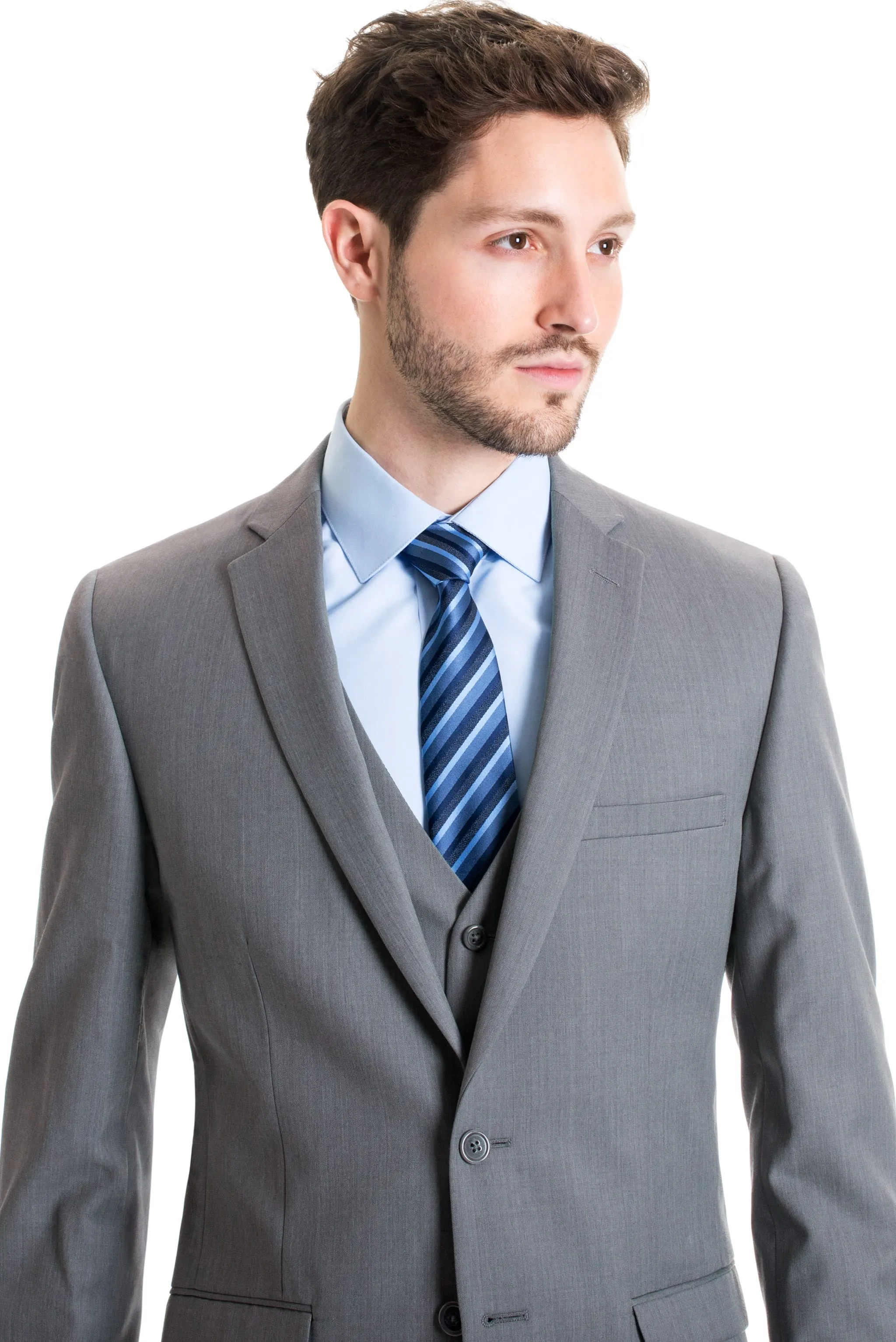 Light Grey Slim Fit Suit Coat