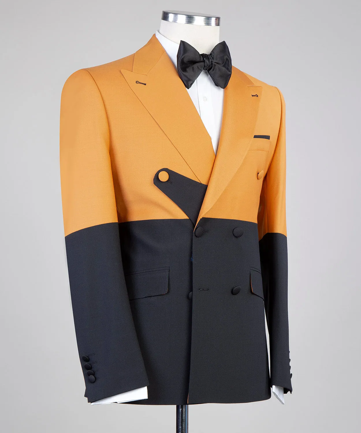 Light Orange and Black Double Breasted Suit