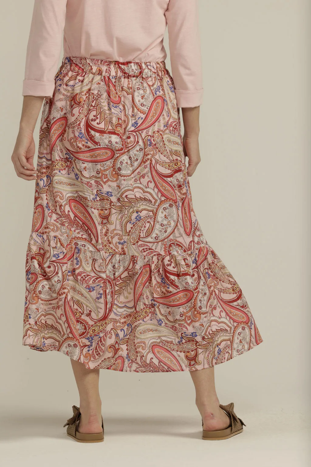 Linen Paisley Long Skirt