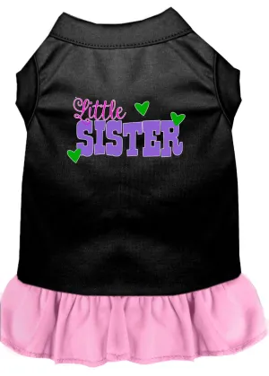 Little Sister Screen Print Dog Dress Black With Light Pink Xxxl