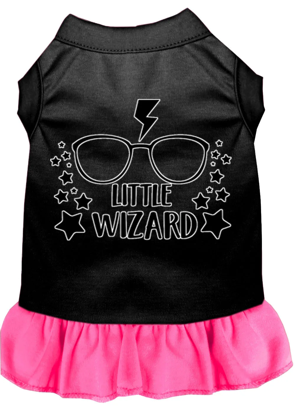 Little Wizard Screen Print Dog Dress Black With Bright Pink Xxl (18)