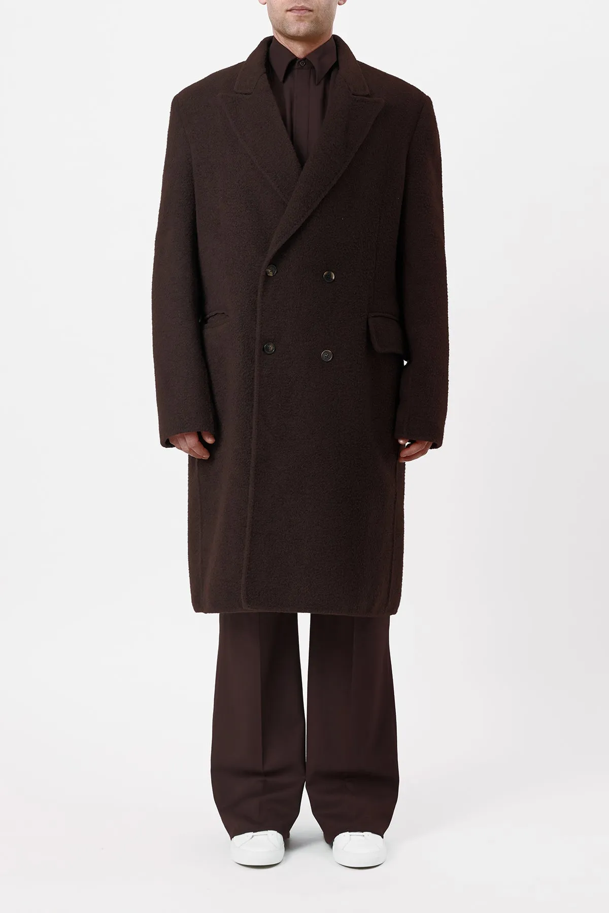 Mcaffrey Coat in Chocolate Double-Face Recycled Cashmere