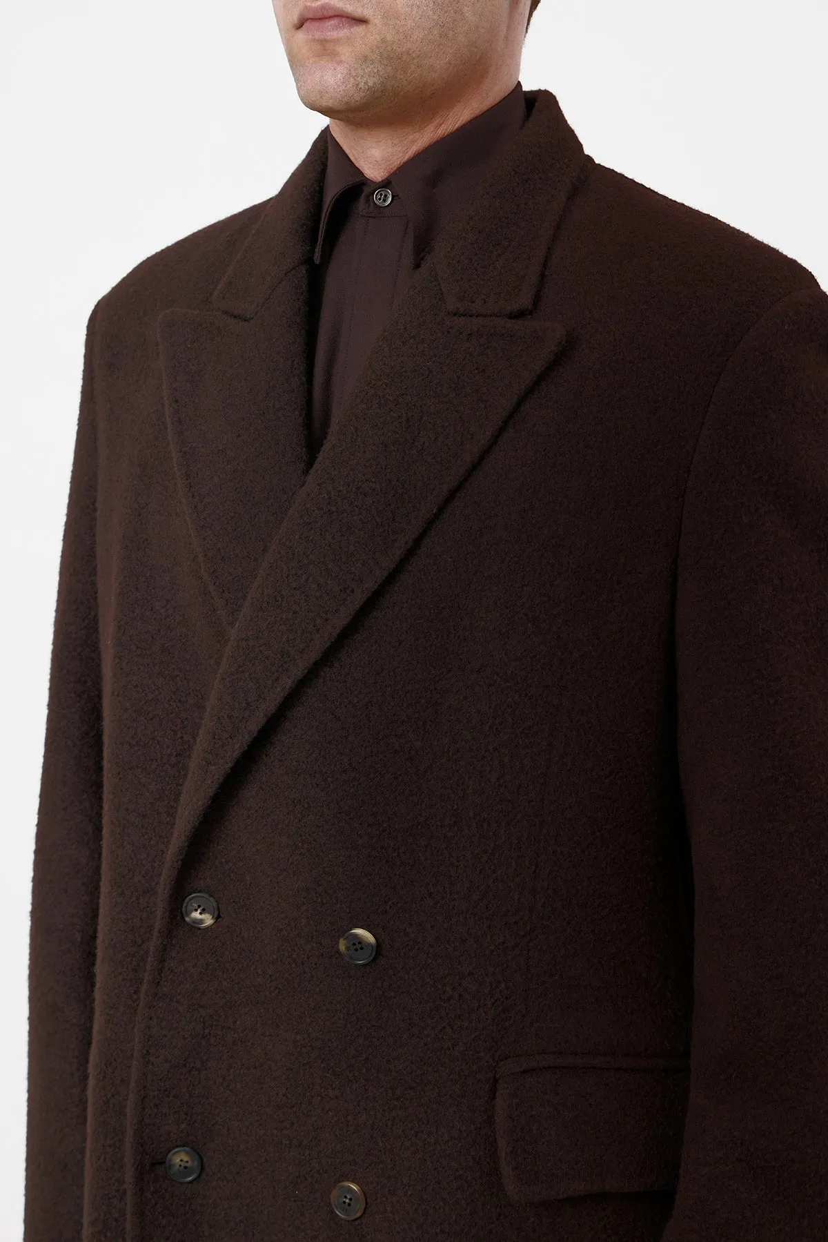 Mcaffrey Coat in Chocolate Double-Face Recycled Cashmere