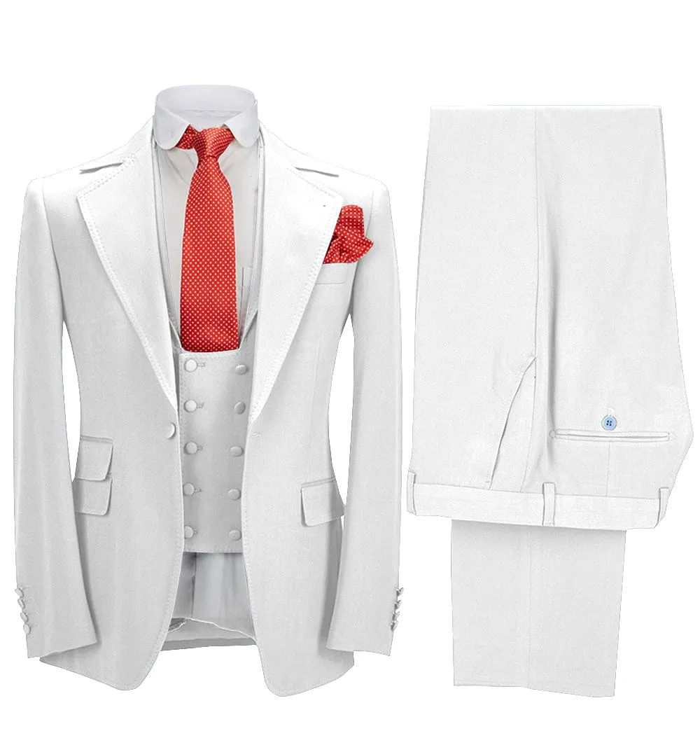 Men's 3 Pieces Formal Notch Lapel Tuxedos Prom Groomsmen (Blazer Vest Pants)