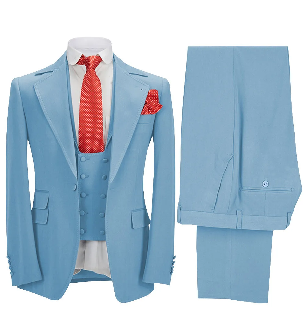 Men's 3 Pieces Formal Notch Lapel Tuxedos Prom Groomsmen (Blazer Vest Pants)