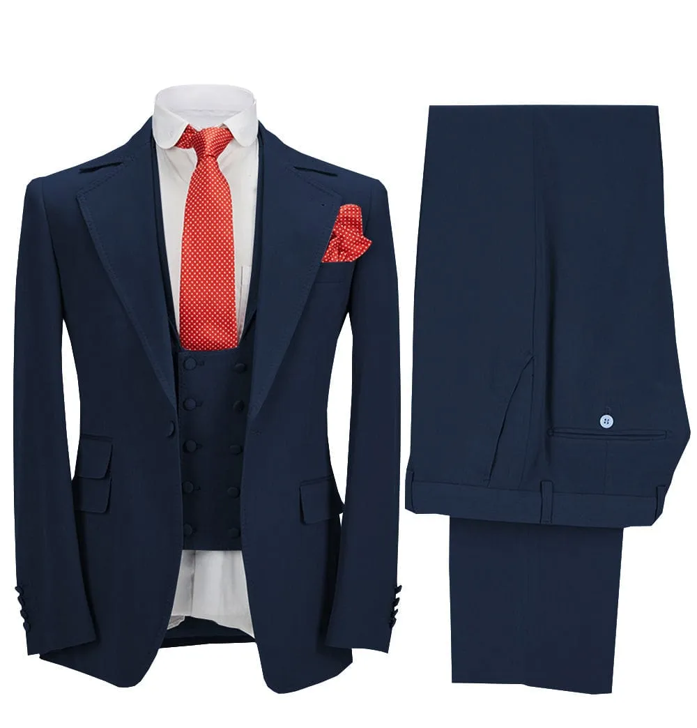 Men's 3 Pieces Formal Notch Lapel Tuxedos Prom Groomsmen (Blazer Vest Pants)