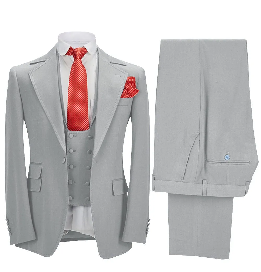 Men's 3 Pieces Formal Notch Lapel Tuxedos Prom Groomsmen (Blazer Vest Pants)