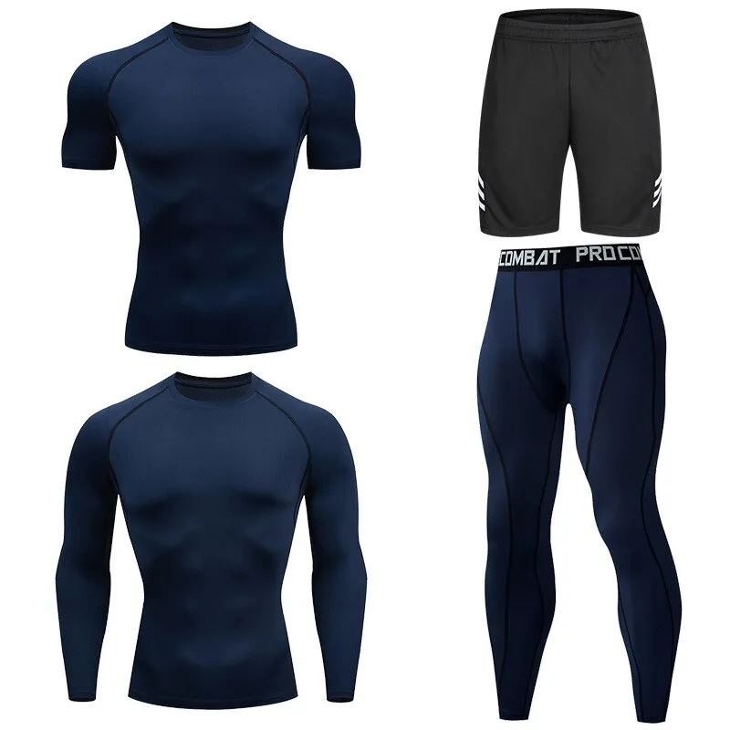 Men's Compression Running Set Football Basketball Cycling Fitness Sport Wear Kits Teenager Tight Breathable Tracksuits Jersey