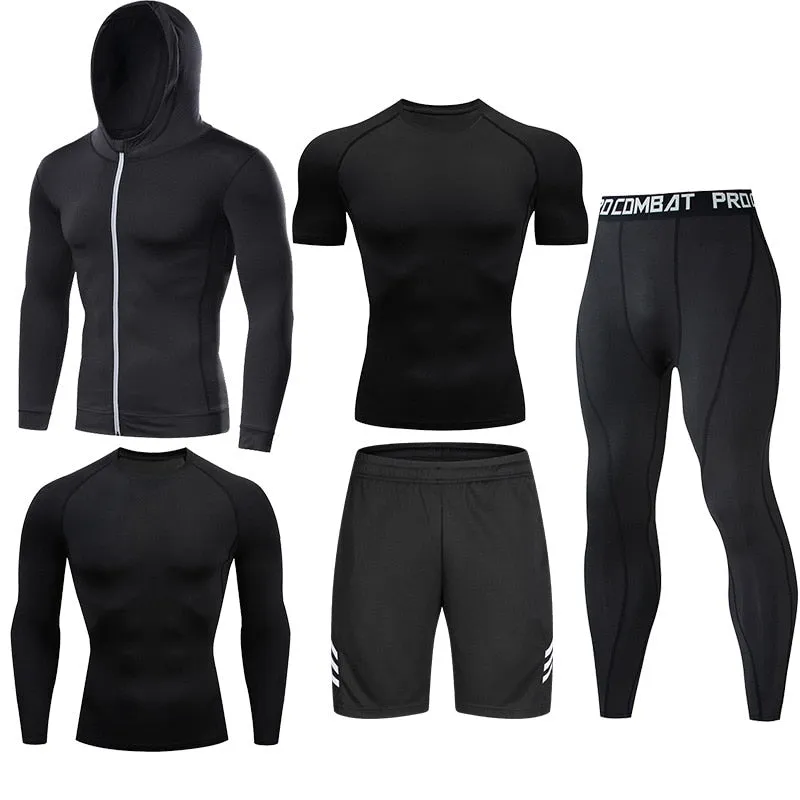 Men's Compression Running Set Football Basketball Cycling Fitness Sport Wear Kits Teenager Tight Breathable Tracksuits Jersey