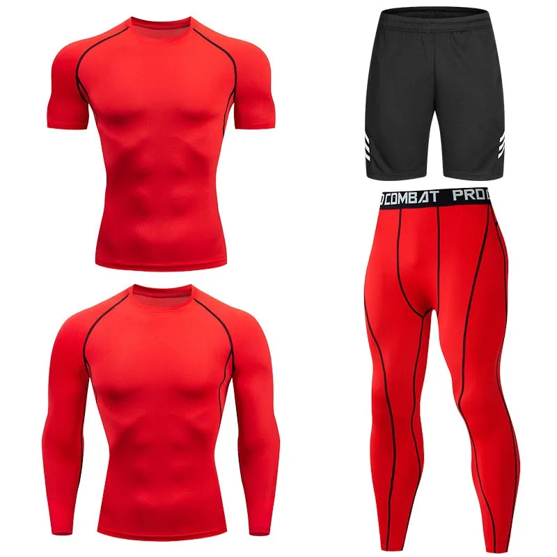 Men's Compression Running Set Football Basketball Cycling Fitness Sport Wear Kits Teenager Tight Breathable Tracksuits Jersey