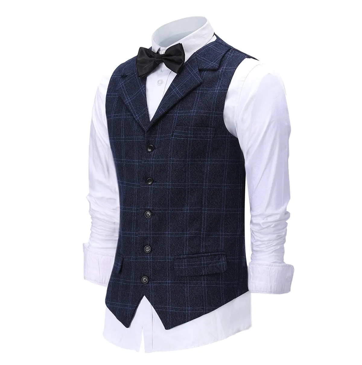 Mens Plaid 3 Piece Suits Slim Fit Double Breasted Plaid(Blazer vest Pants)