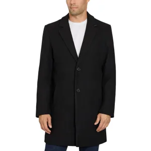 Mens Single Breasted Black Wool Coat