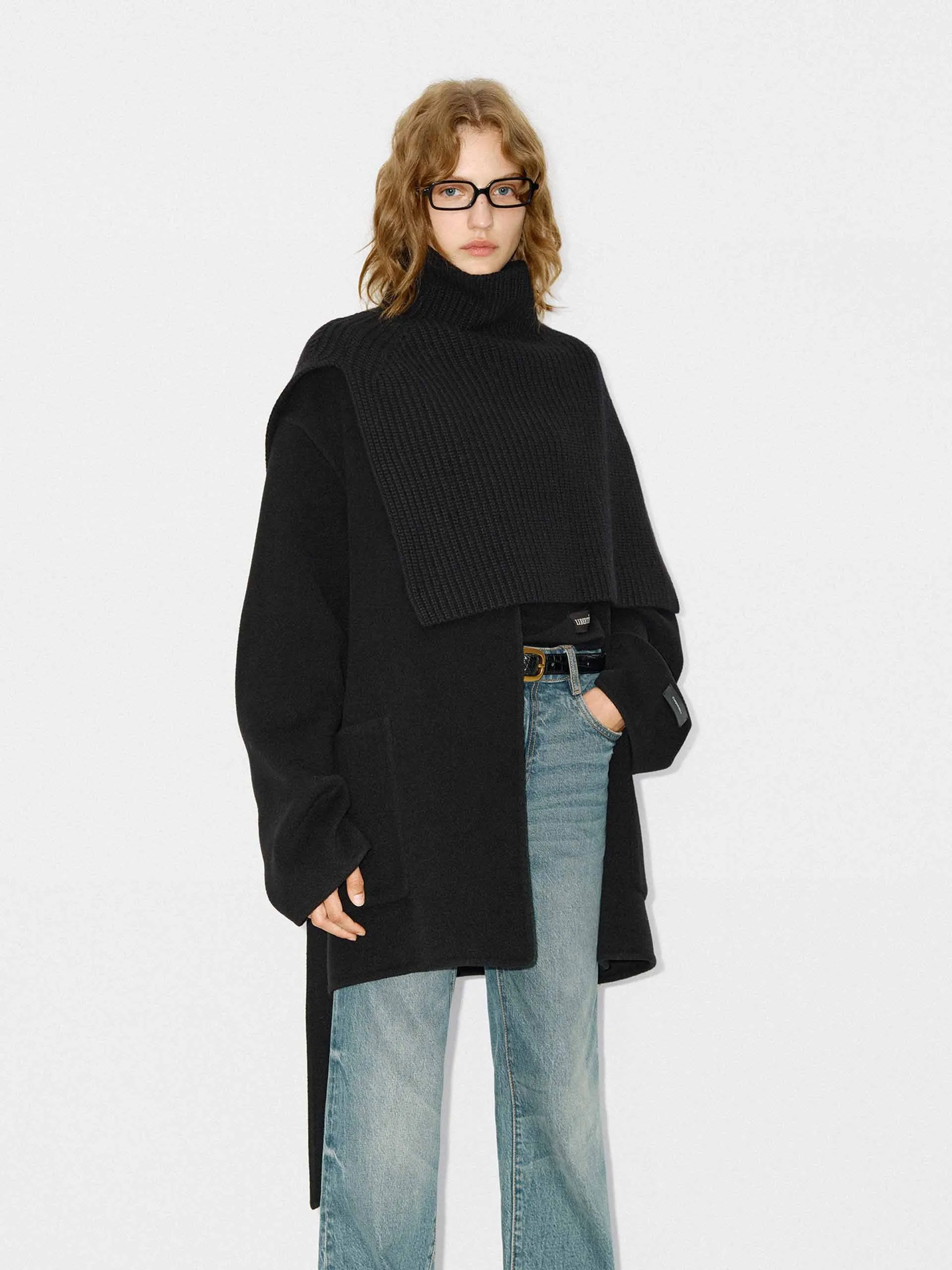 Merino Wool Scarf Coat