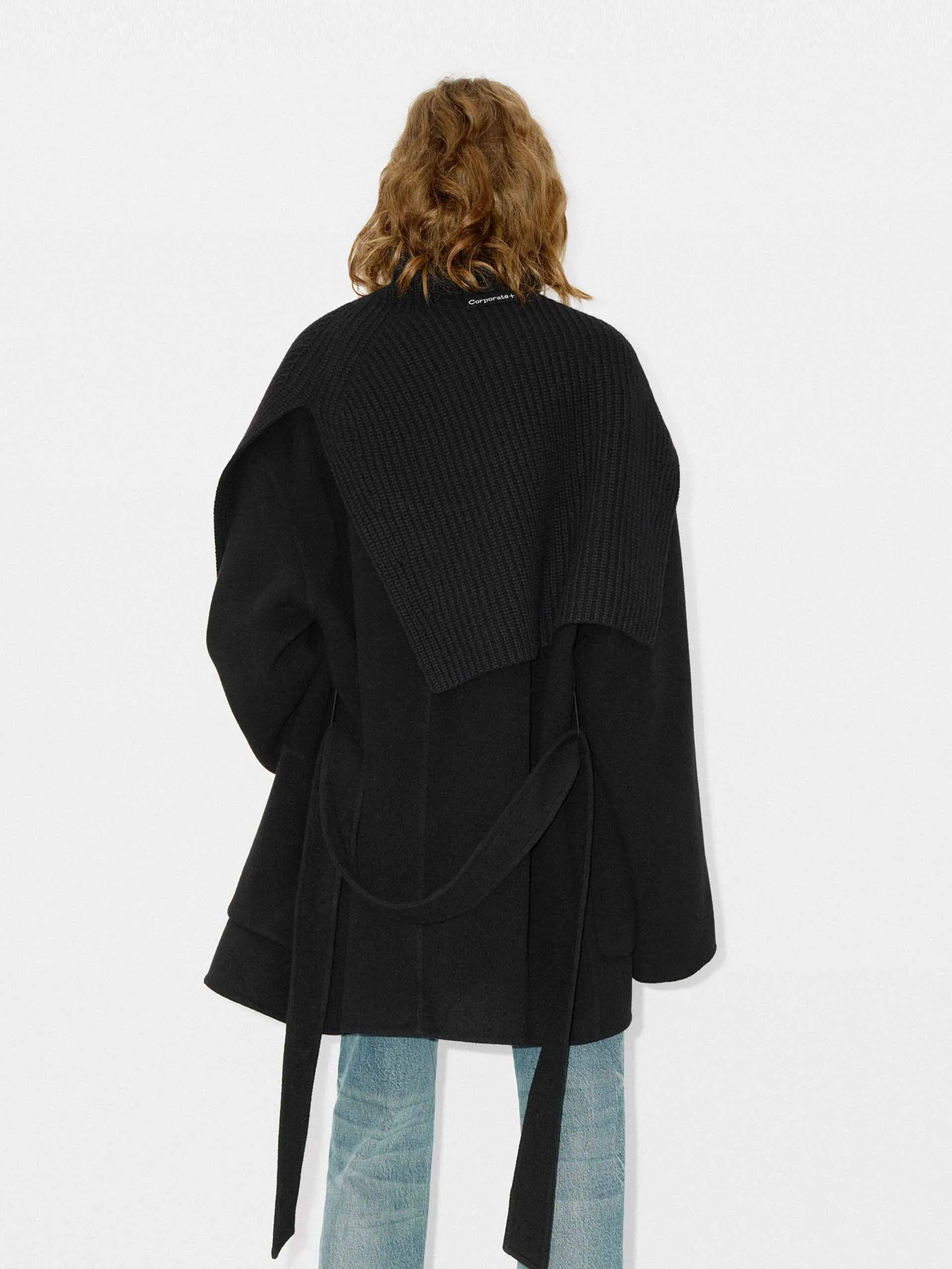 Merino Wool Scarf Coat