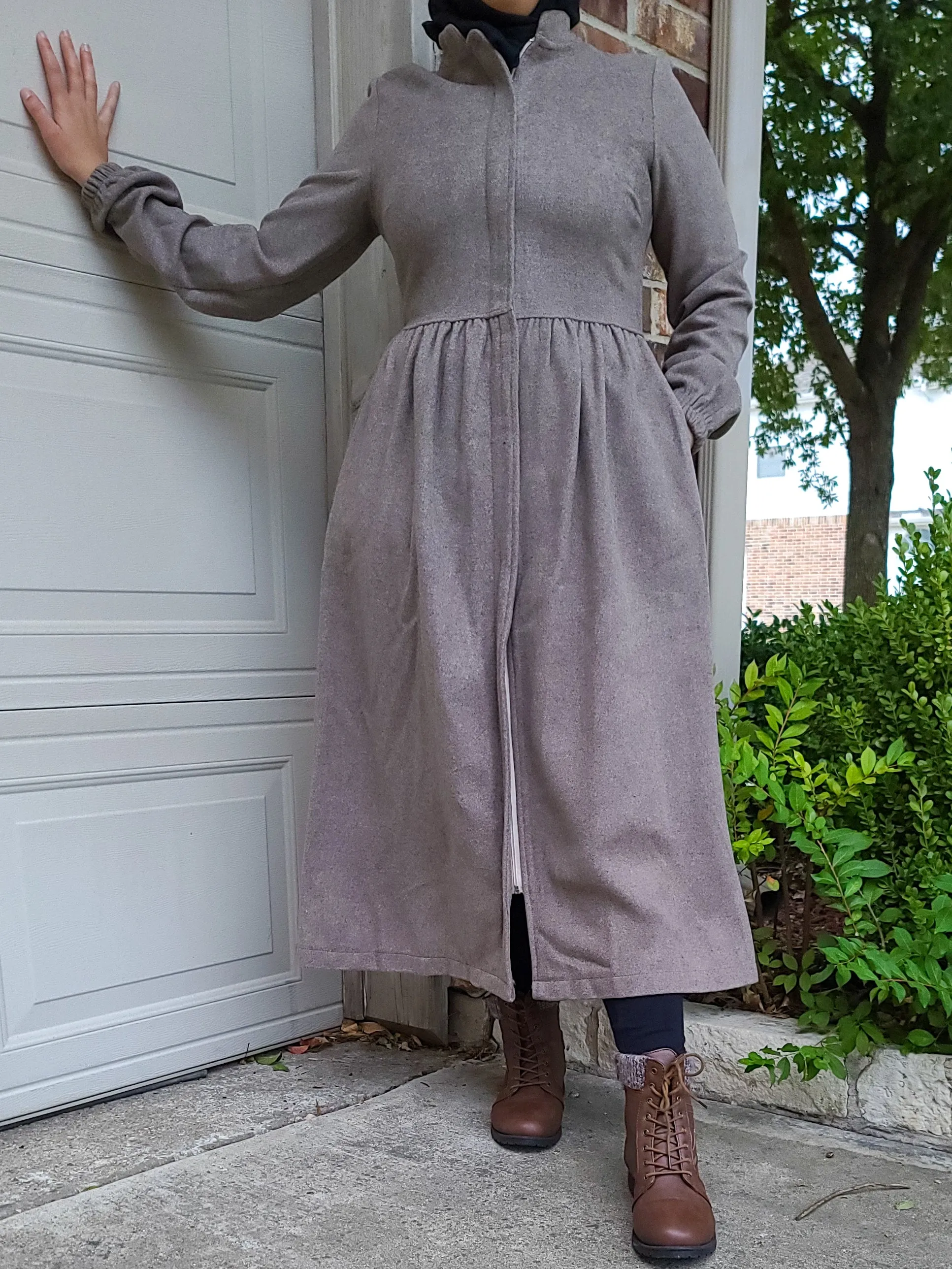 Midi Zipper Coat - Taupe