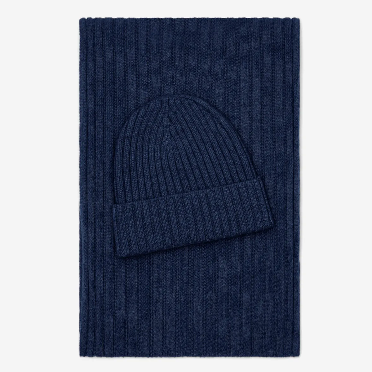 Milano (navy blue) - 100% cashmere ribbed beanie (unisex)