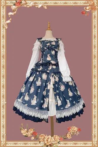 Miss Bunny ~ Sweet Printed Lolita Corset Top & Long Skirt Set by Infanta