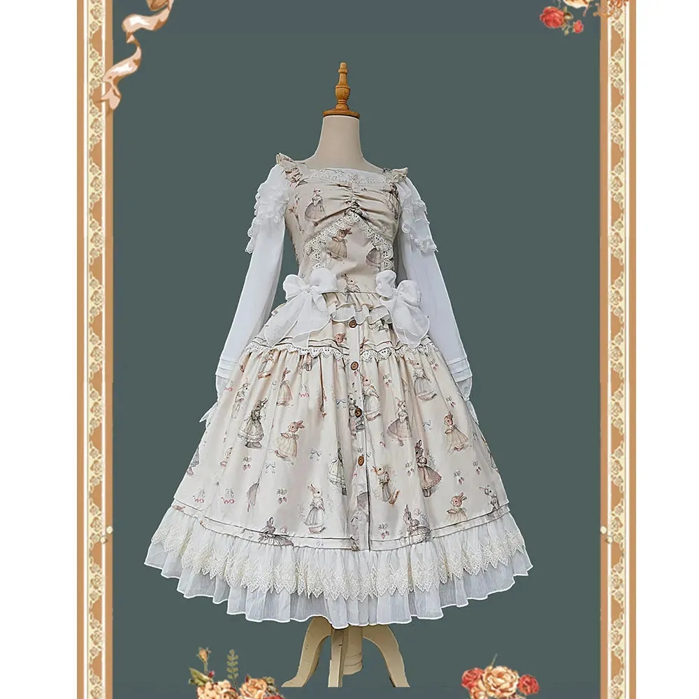 Miss Bunny ~ Sweet Printed Lolita Corset Top & Long Skirt Set by Infanta