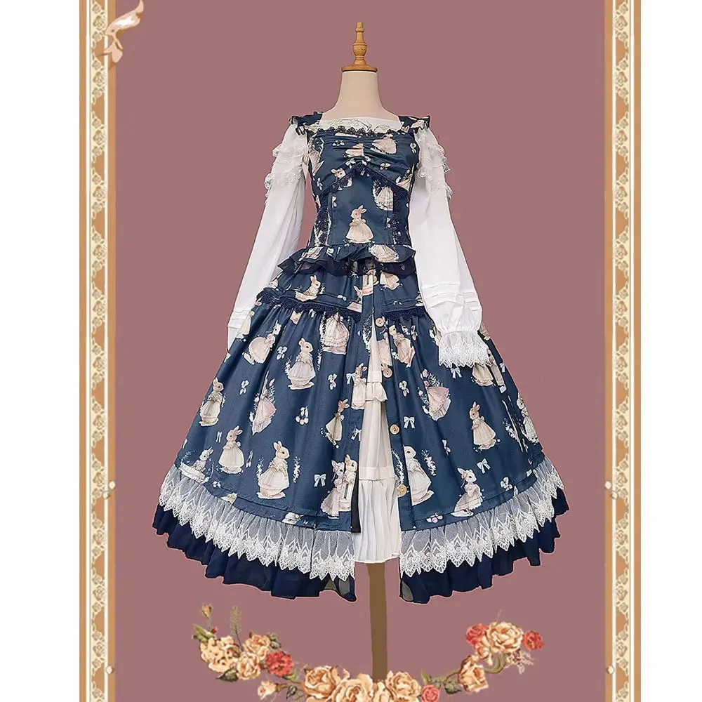 Miss Bunny ~ Sweet Printed Lolita Corset Top & Long Skirt Set by Infanta