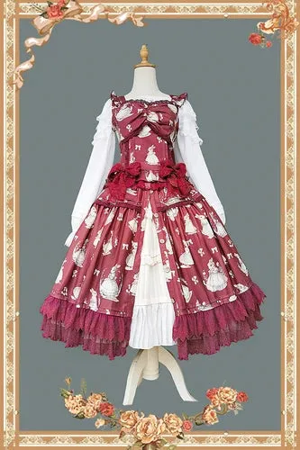 Miss Bunny ~ Sweet Printed Lolita Corset Top & Long Skirt Set by Infanta