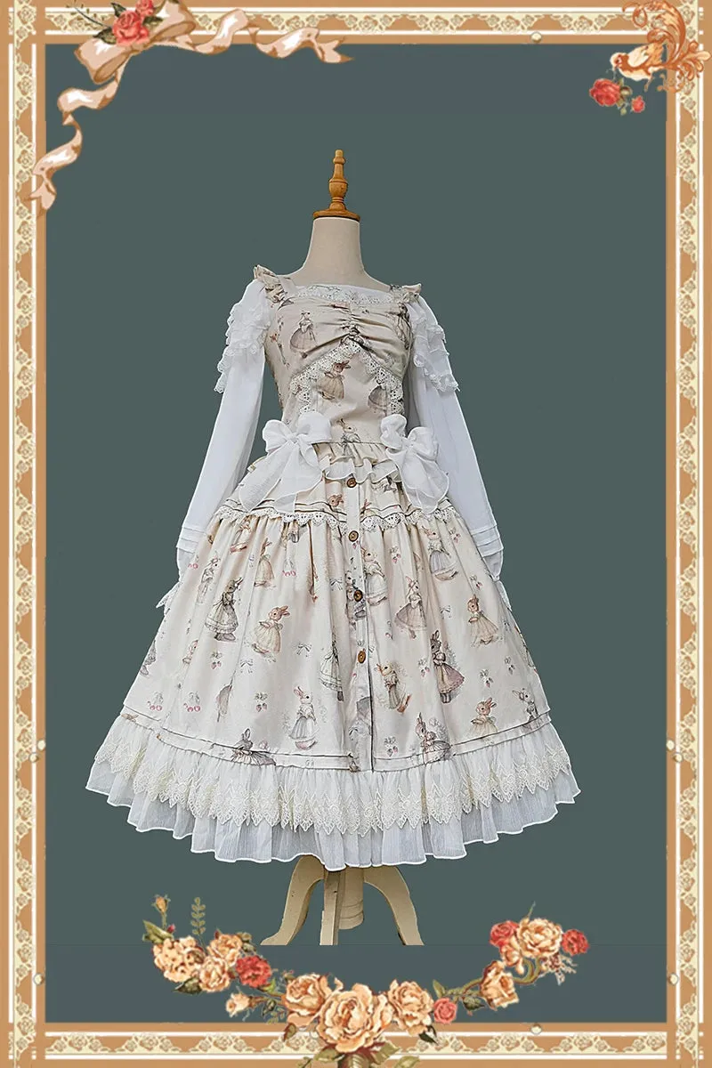 Miss Bunny ~ Sweet Printed Lolita Corset Top & Long Skirt Set by Infanta