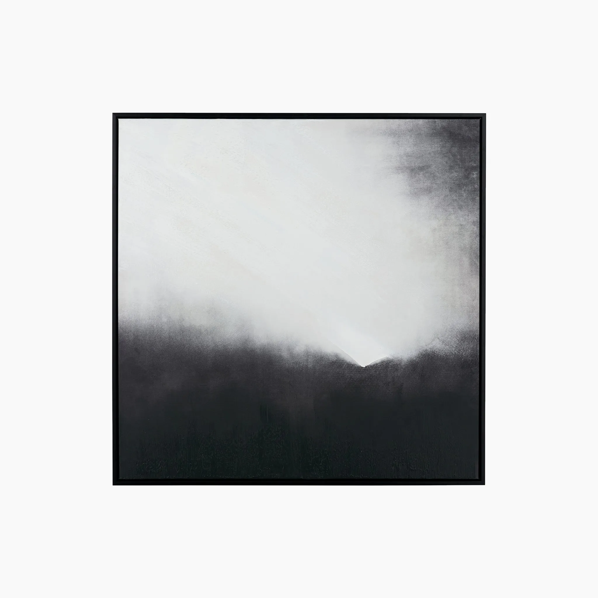 Monochrome Abstract Square Canvas with Black Frame