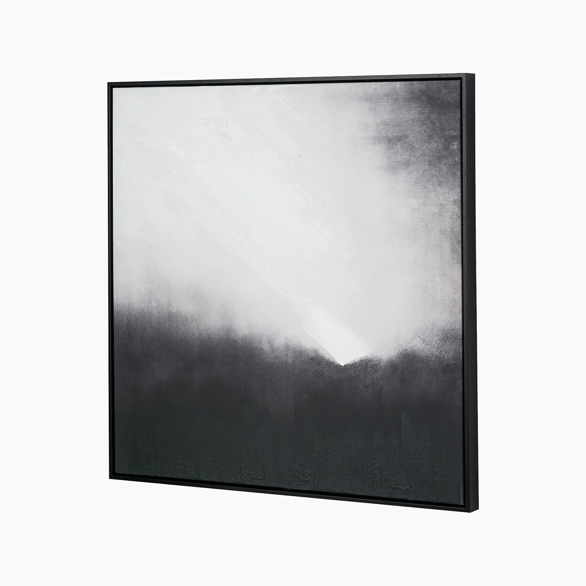 Monochrome Abstract Square Canvas with Black Frame