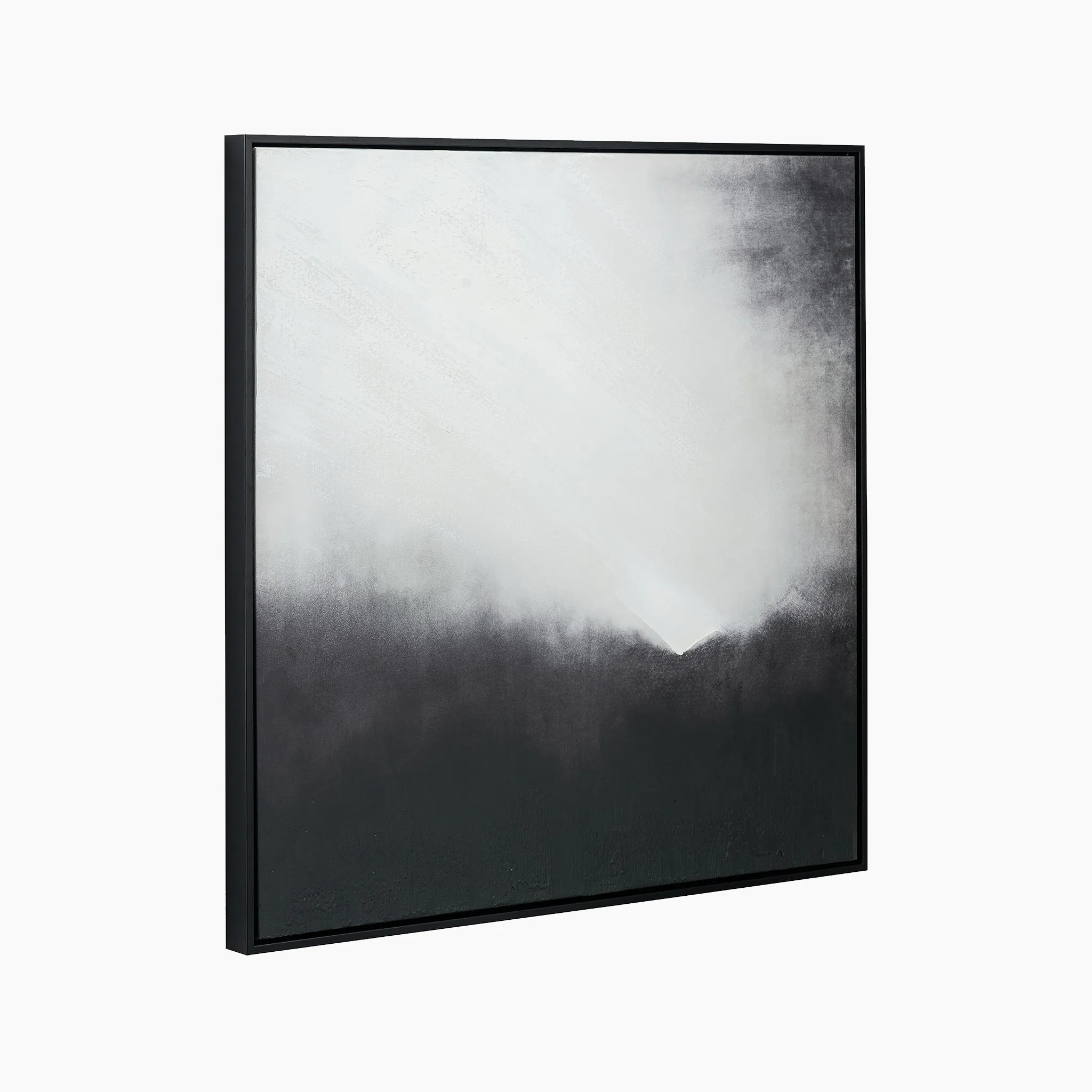 Monochrome Abstract Square Canvas with Black Frame