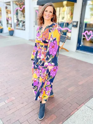 Multi-Color Floral Midi Dress