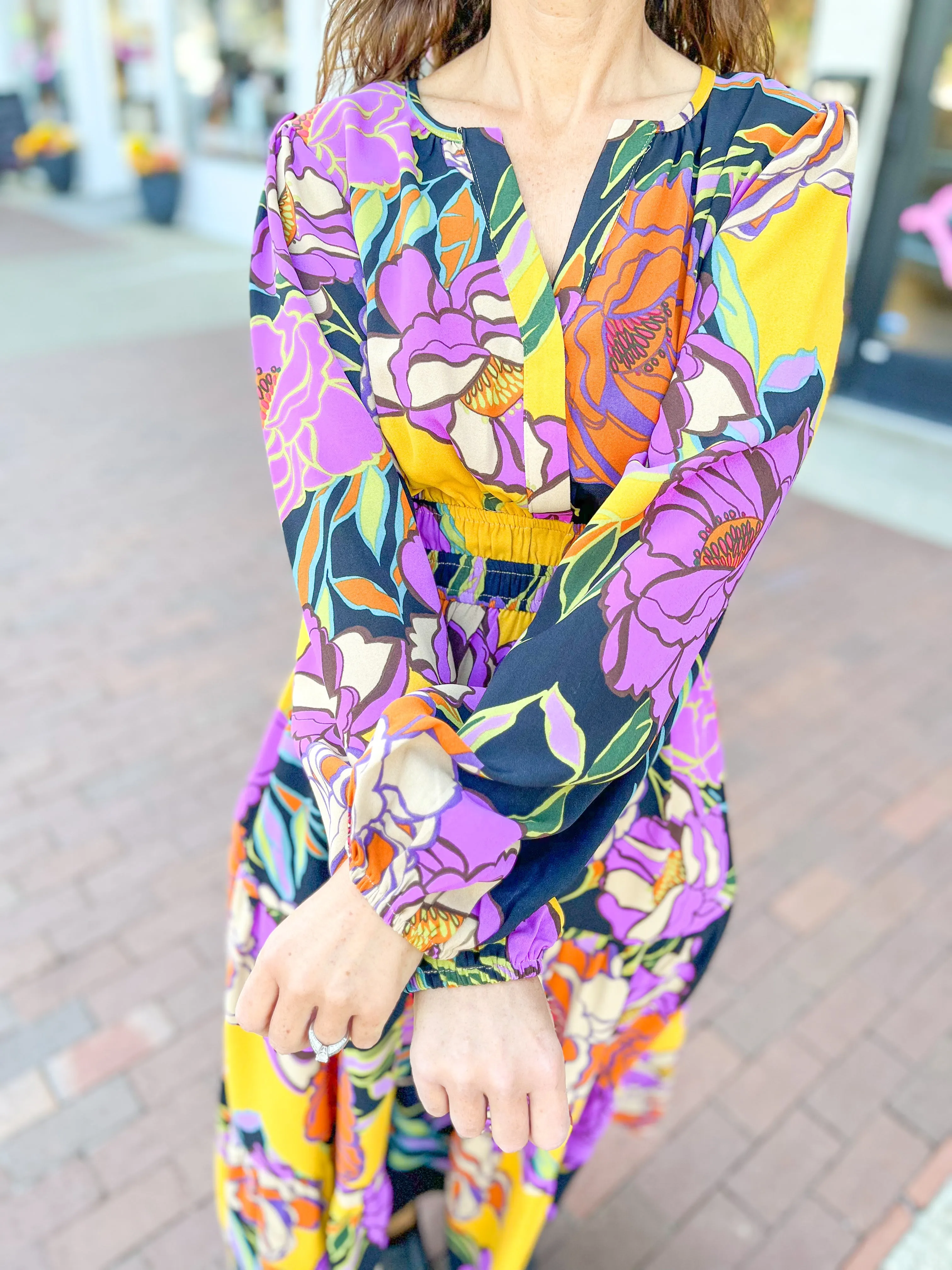 Multi-Color Floral Midi Dress