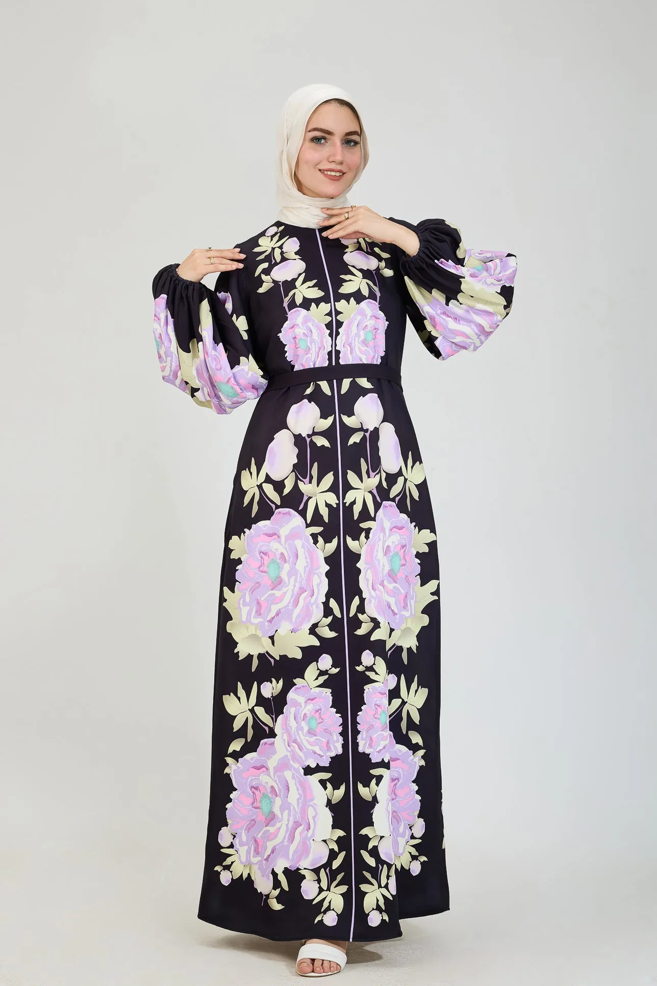 Namira Floral Elegance Modesty Dress in Durable Crepe