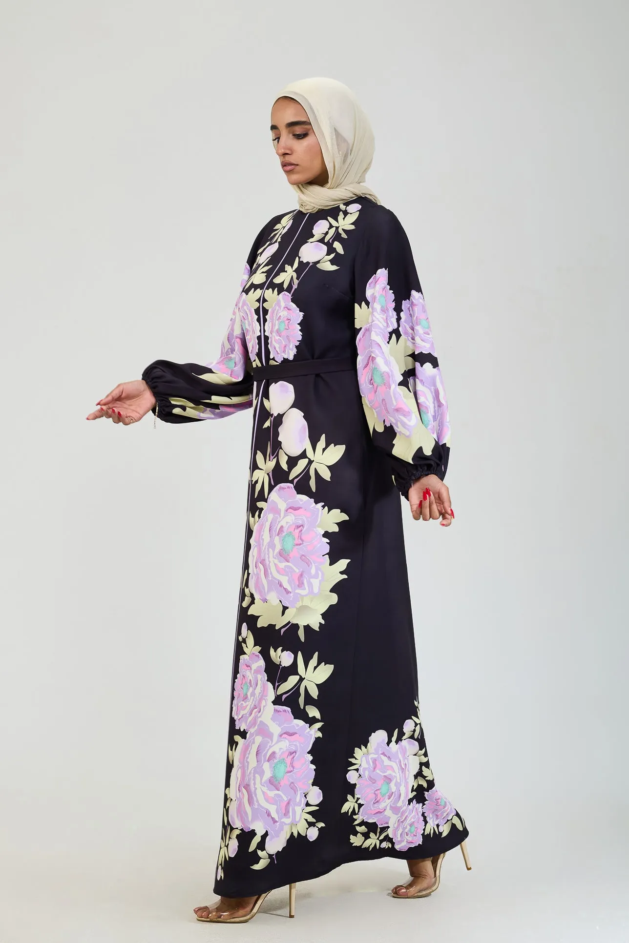 Namira Floral Elegance Modesty Dress in Durable Crepe