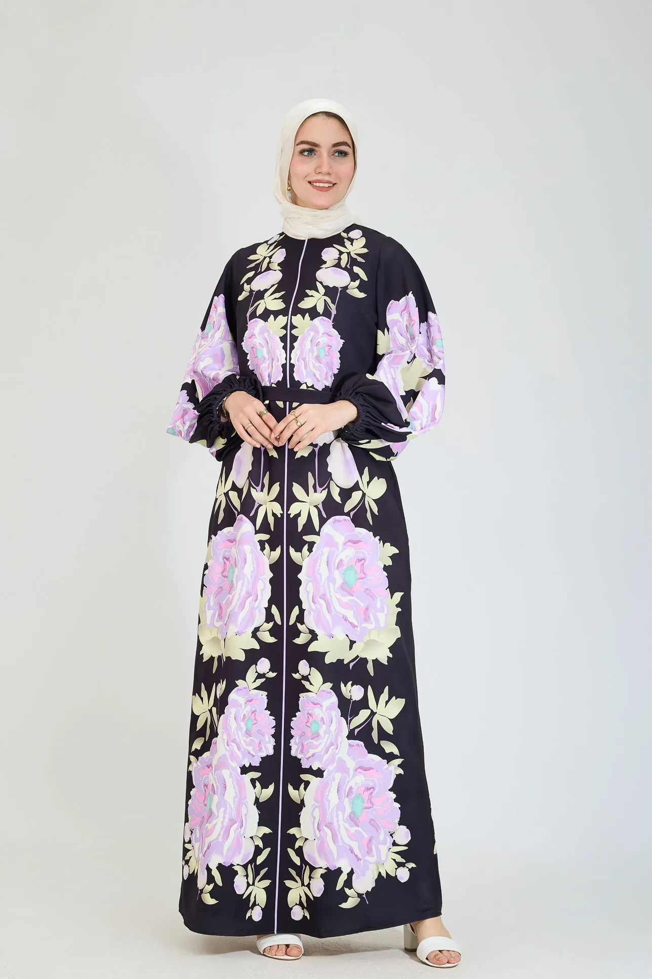 Namira Floral Elegance Modesty Dress in Durable Crepe