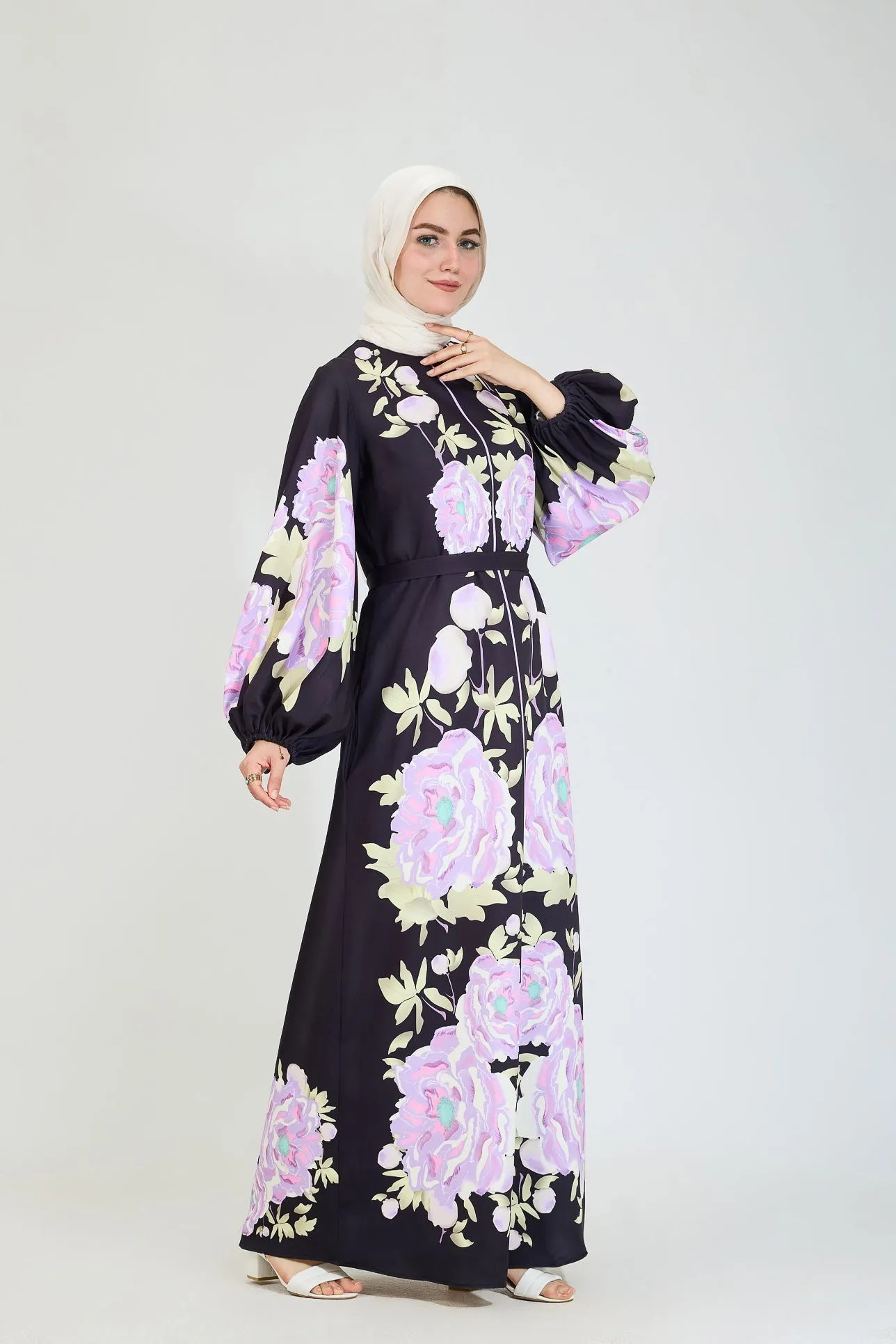 Namira Floral Elegance Modesty Dress in Durable Crepe