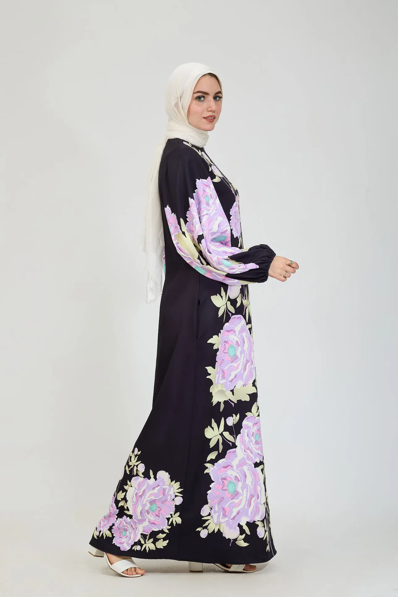 Namira Floral Elegance Modesty Dress in Durable Crepe