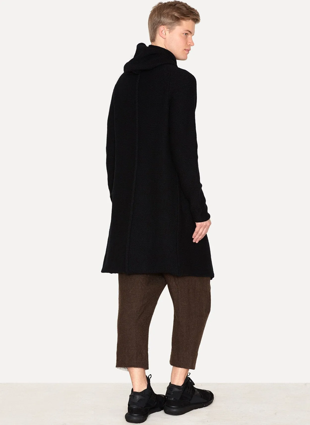 New Wool Hooded Long Knit Coat