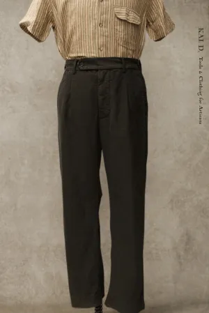 Novelist Trousers - Garment Dyed Black Moleskin - 34