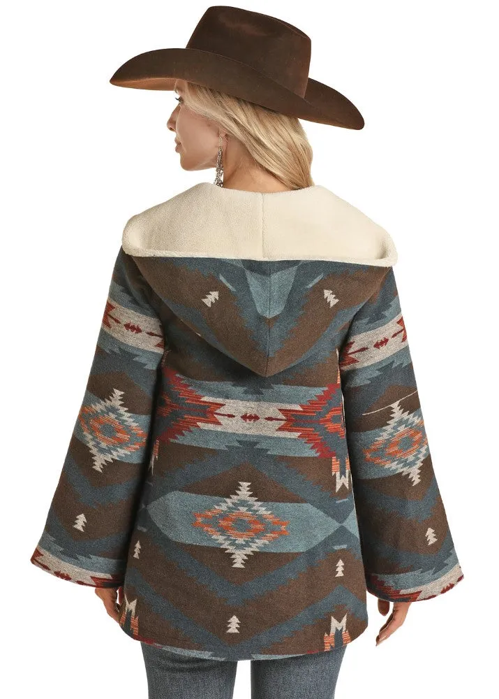 Panhandle Ladies Aztec Wool Cape Coat