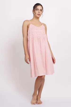 Passionflower Frilly Nightie Coral Stripe