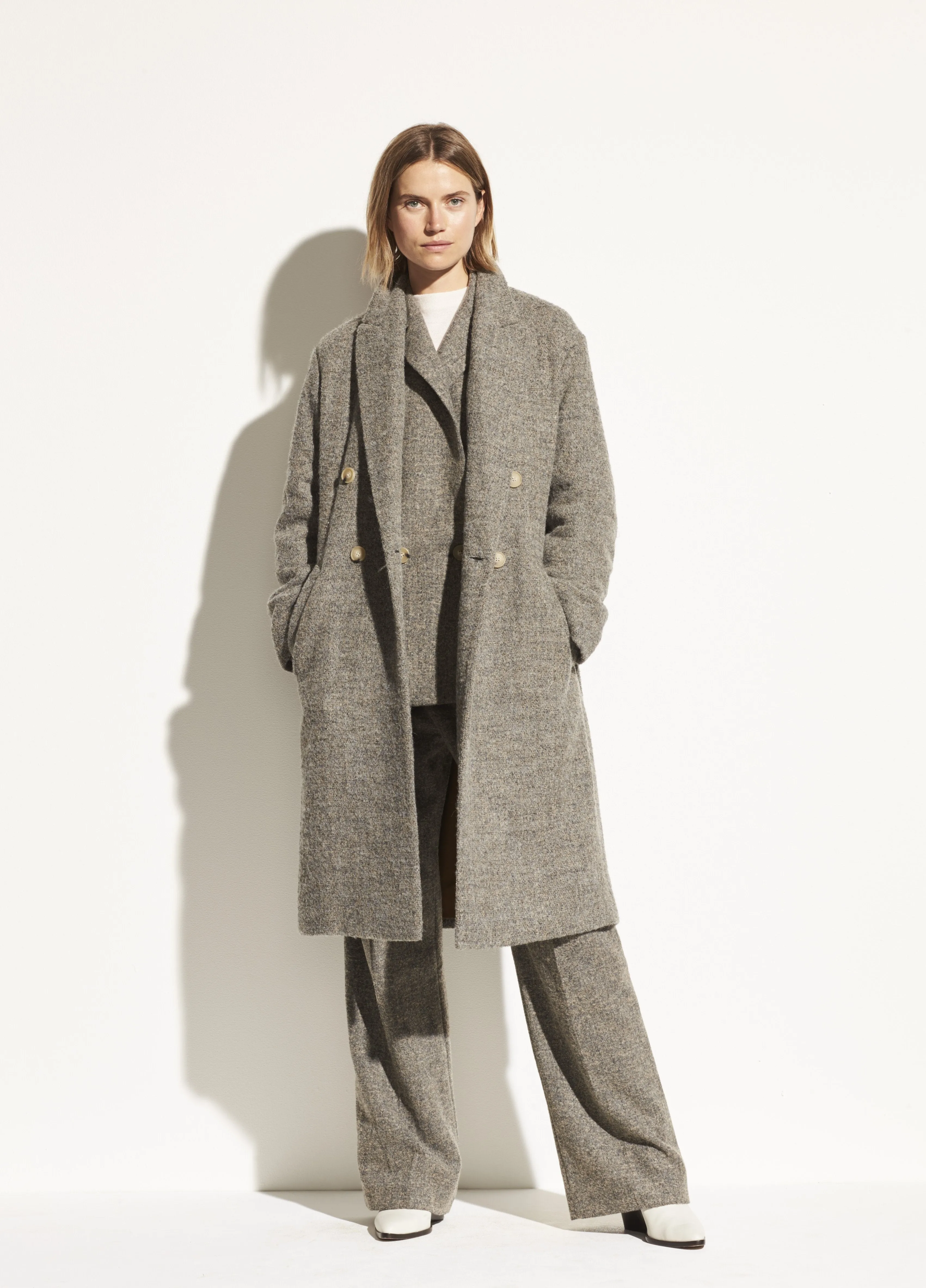 Pebble Texture Wool Coat in Heather Graphite