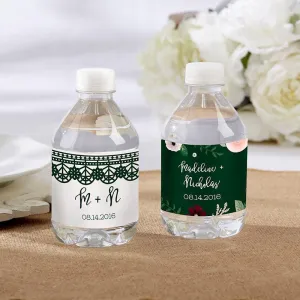 Personalized Romantic Garden Water Bottle Labels - Lace & Floral Designs