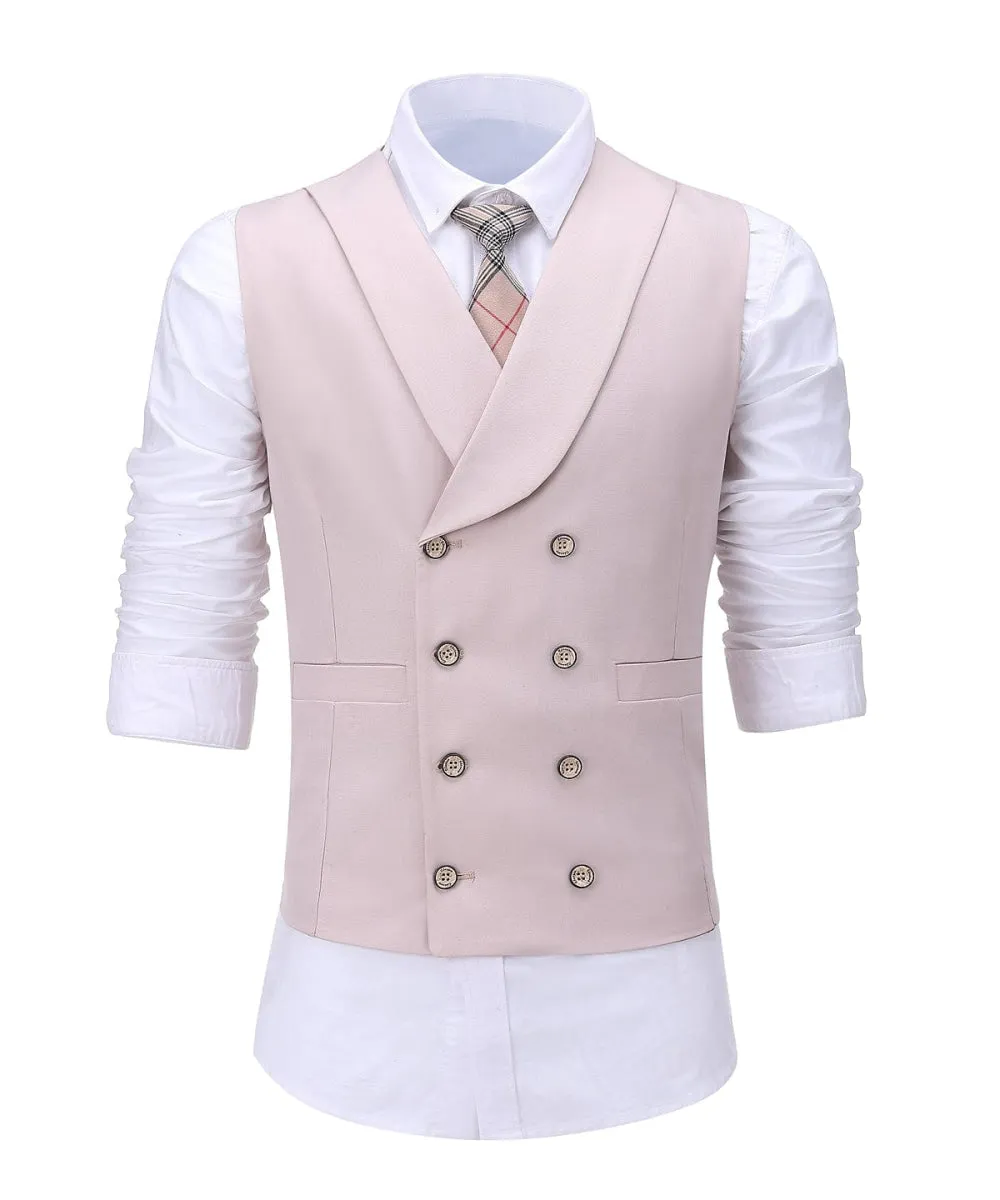 Pink Flat Peak Lapel 3 Pieces Mens Suit For Wedding (Blazer vest Pants)