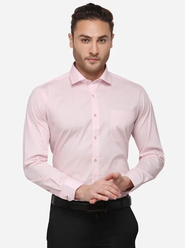 Pink Solid Slim Fit Formal Shirt | Metal