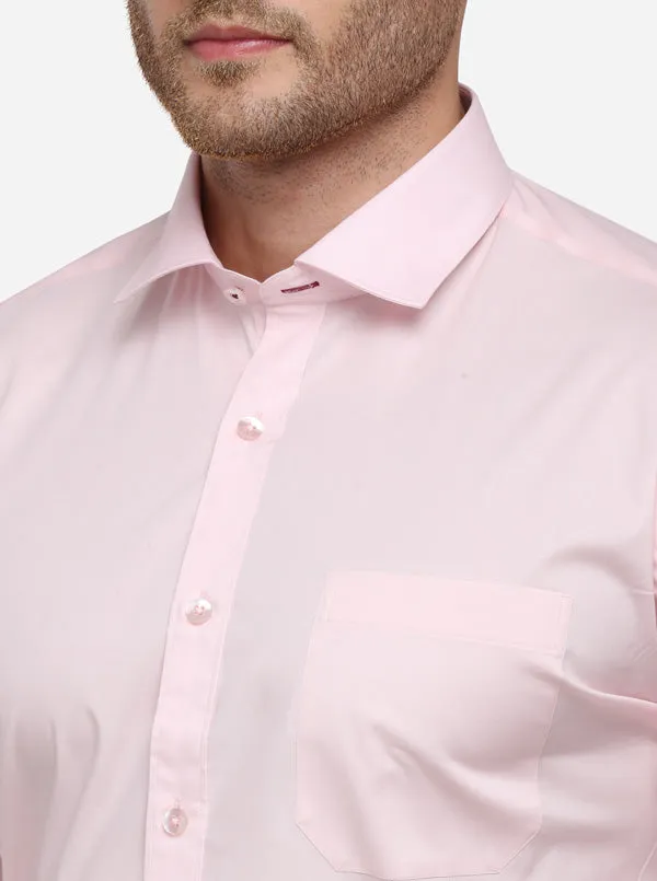 Pink Solid Slim Fit Formal Shirt | Metal