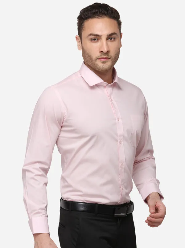 Pink Solid Slim Fit Formal Shirt | Metal