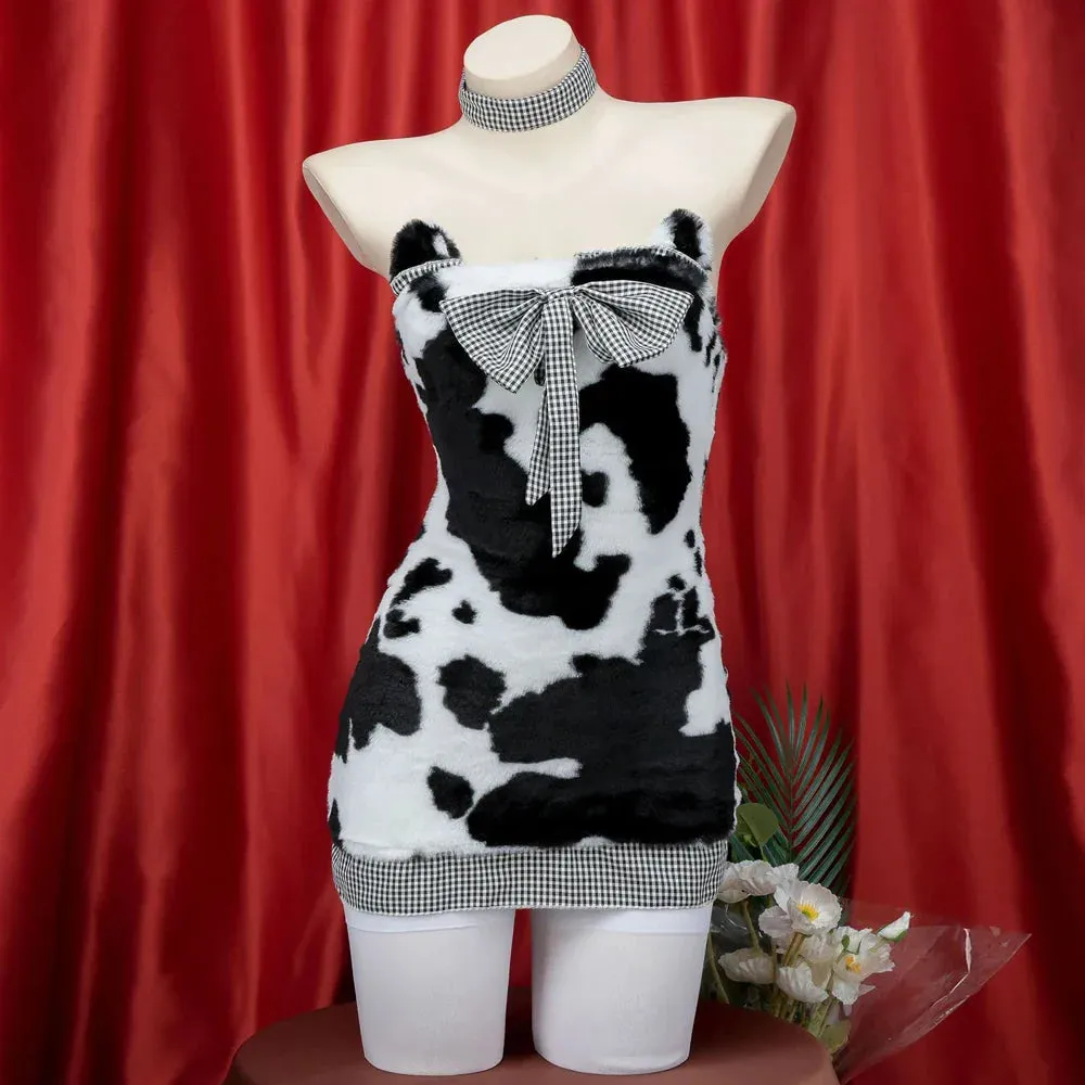 Plush Little Cow Mini Dress