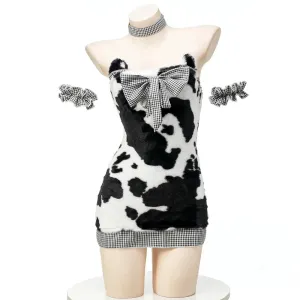 Plush Little Cow Mini Dress