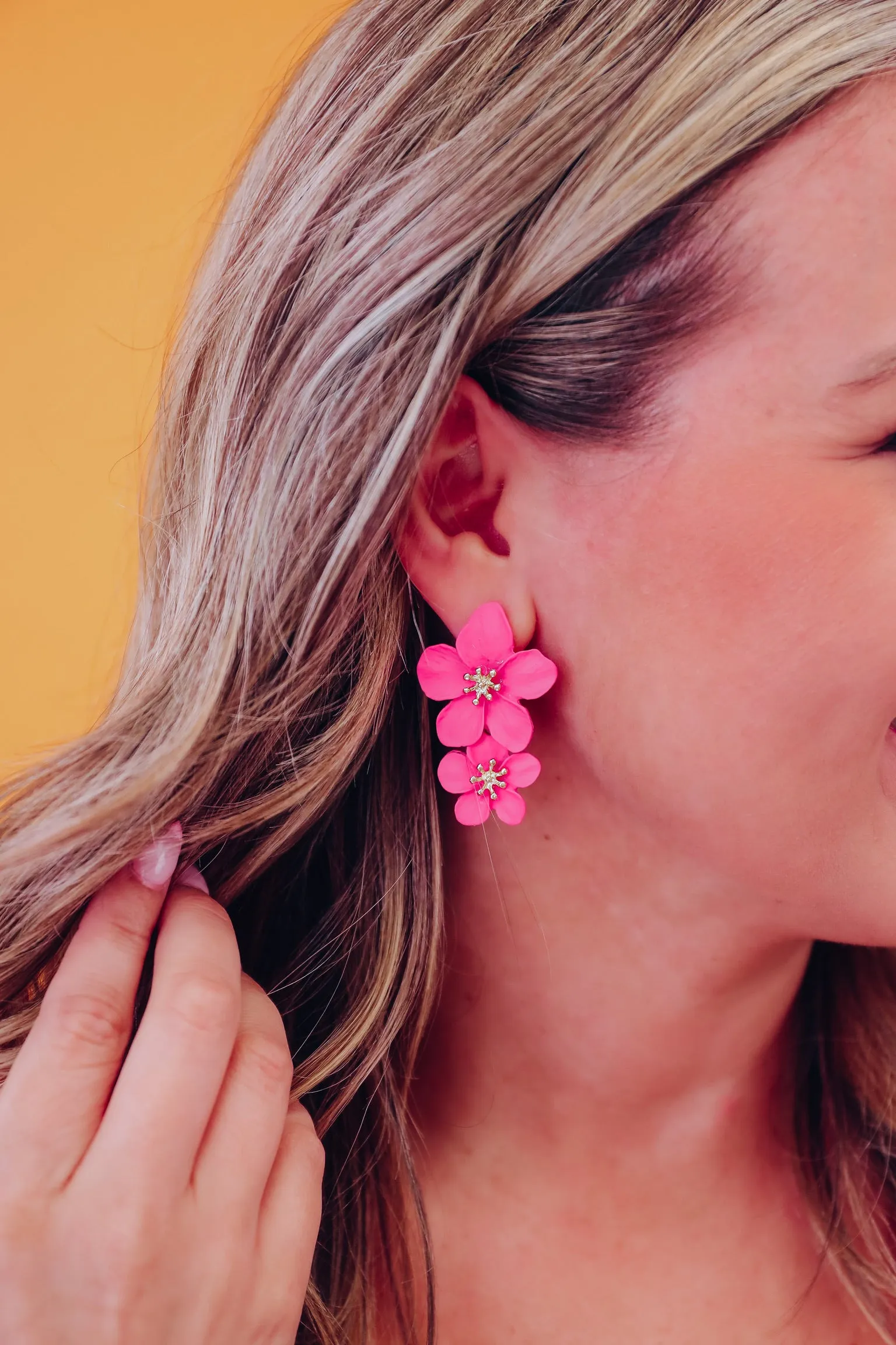 Poppy Pink Floral Drop Earrings