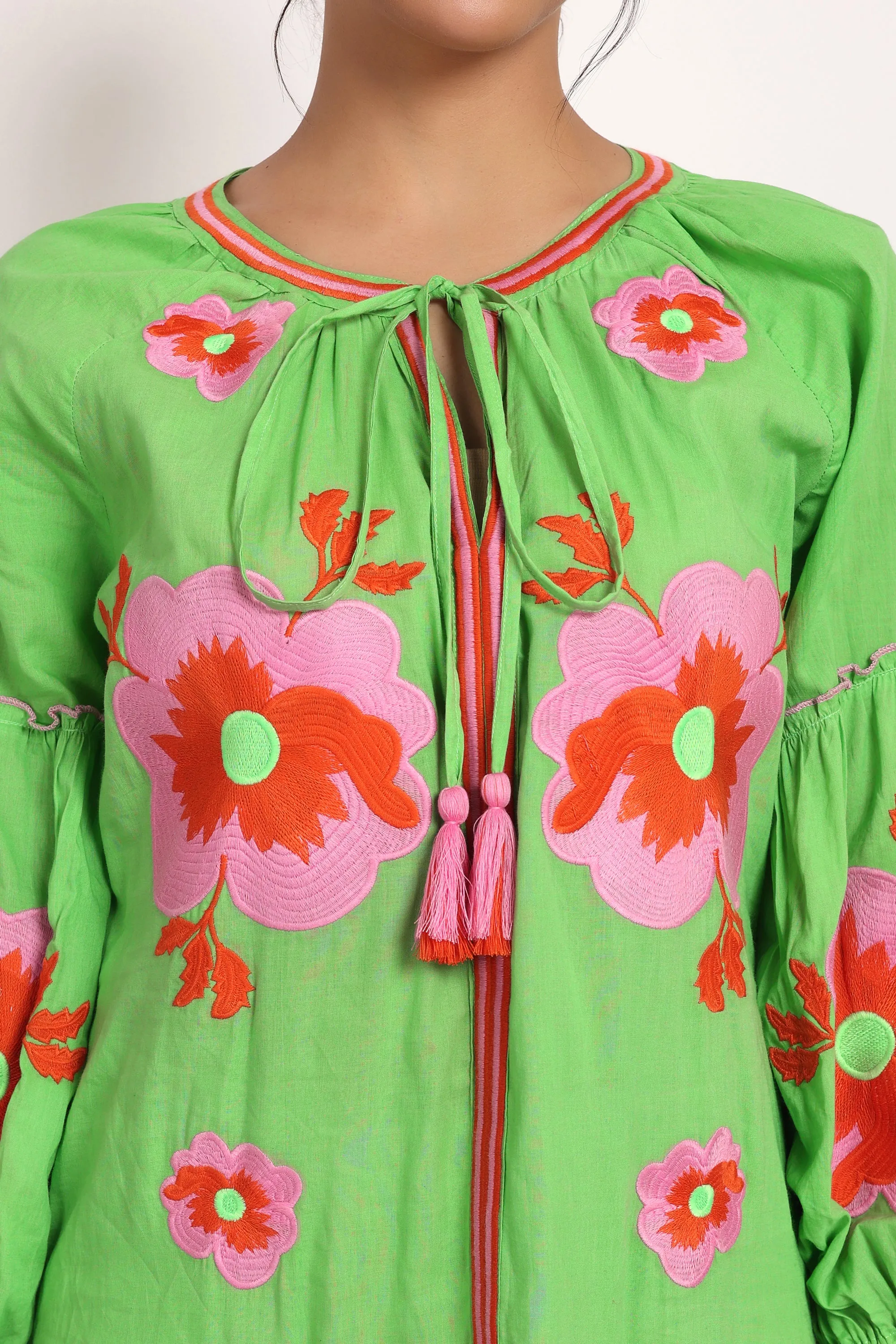 Romani Sun Dress Green Pink